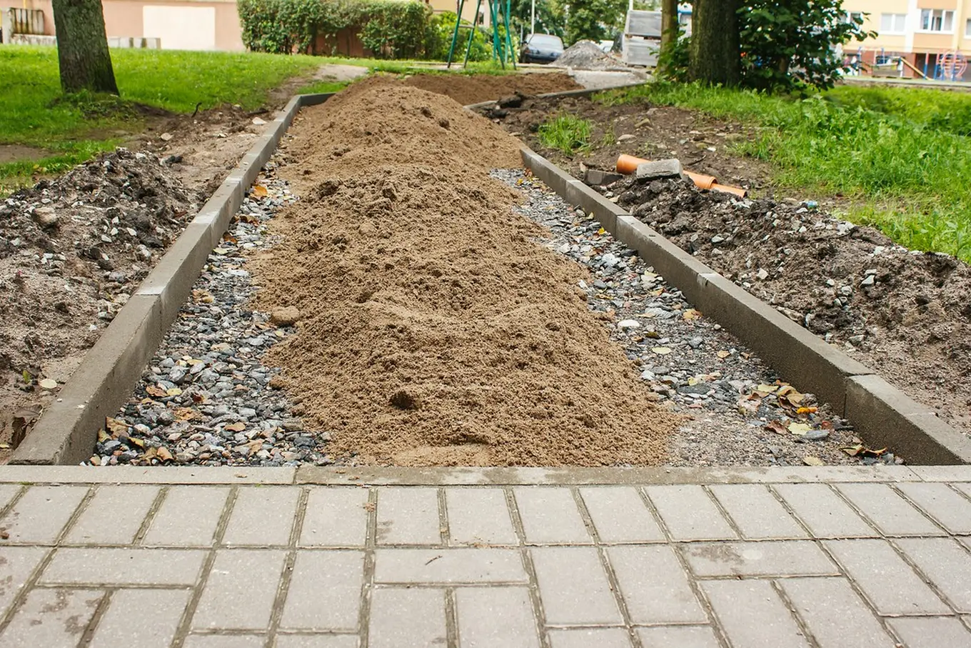 teren pod układanie kostki brukowej